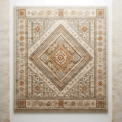 DESERT DIAMOND - Tapis berbère d'inspiration tribale avec motif diamant central