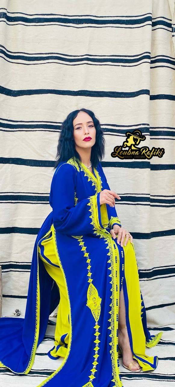 Caftan Traditionnel Bleu jeune