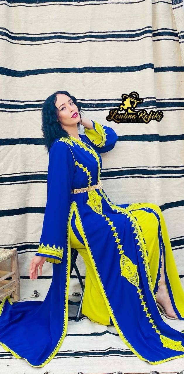 Caftan Traditionnel Bleu jeune