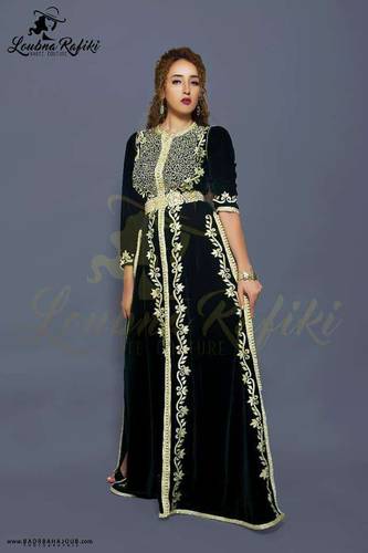 Caftan noire traditionnel كفتان مغربي تقليدي مصنوع يدويًا